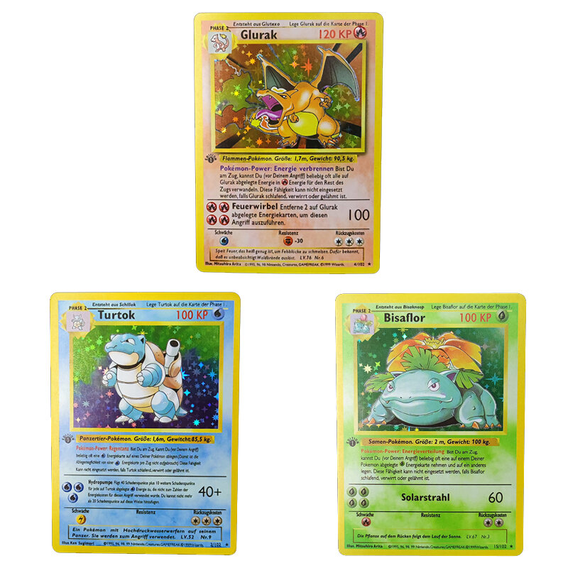 Juego de cartas de Pokémon de 1996 años, juego de colección de cartas Flash DIY, PTCG Charizard Pikachu, regalo para niños, juguetes