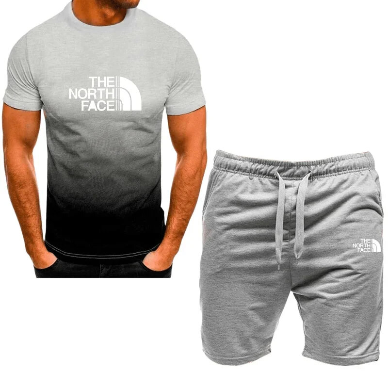 Conjunto de Fitness para hombre, traje para correr, camiseta informal, conjunto de lentes, Jogging transpirable, conjunto de 2 piezas, marca
