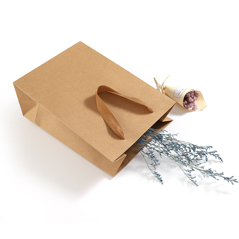Saco de presente de papel kraft, pacote de papel para festival de aniversário, natal, sacola de presentes em vários tamanhos