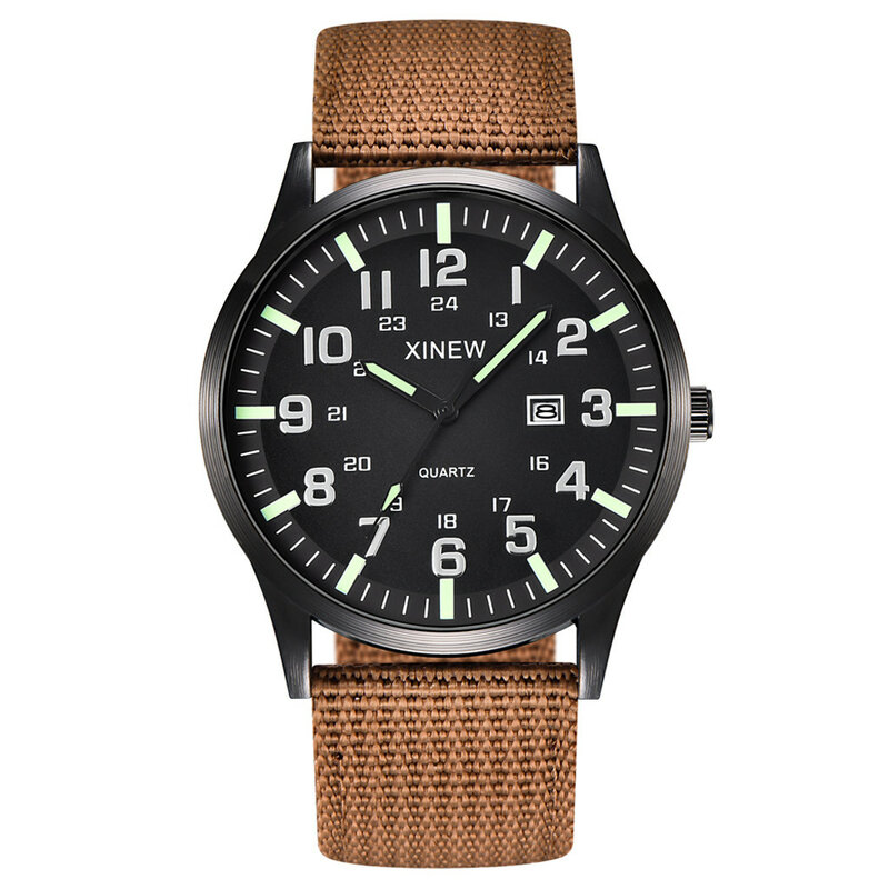 Men'S Circular Dial Calendar Watch Trendy And Minimalist Nylon Strap Luminous Quartz Watch Business Men'S Watch Reloj Caballero