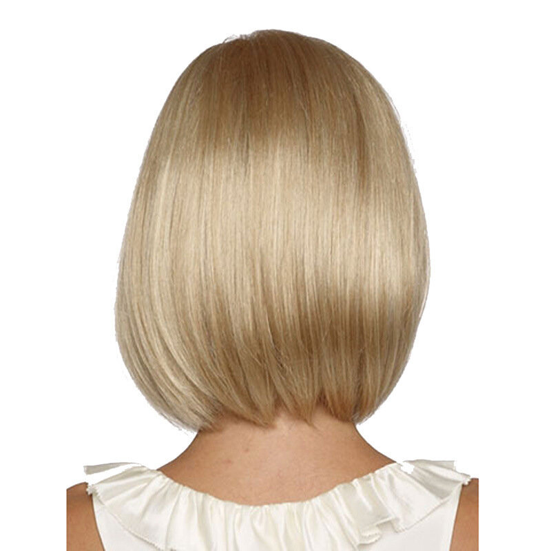 New Popular Bobo Hairstyle Wig Short Straight Light Blond Hair Fashionable European American African Wig for Women Girls