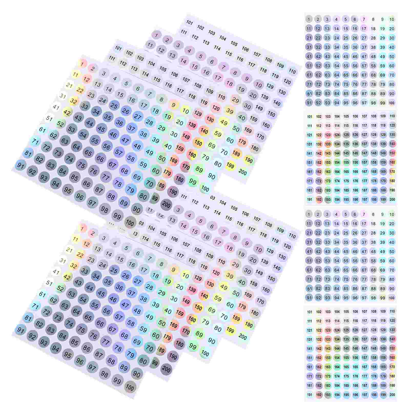 20 Sheets of Numbered Label Stickers Adhesive Number Label Stickers Number Classification Label Stickers