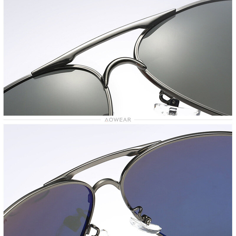 AOWEAR-Lunettes de soleil aviation pour hommes, miroir polarisé, lunettes de soleil pilote HD, conduite