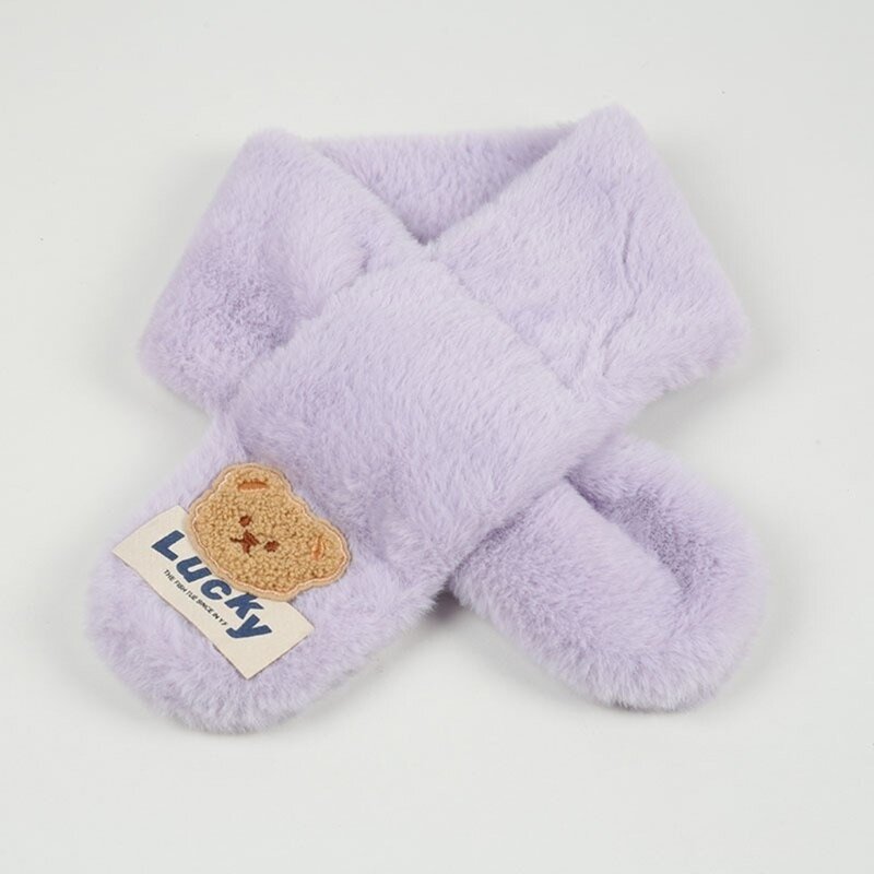 Cravatte invernali calde Sciarpa peluche incrociata per bambini Modello orso cartone animato Silenziatore lungo da alla