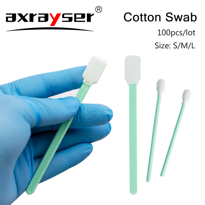 100pcs Industry Cotton Swab Nonwoven Anti-static Dust Off for Fiber Laser Focus Lens and Protective Windows Cleaning Tools