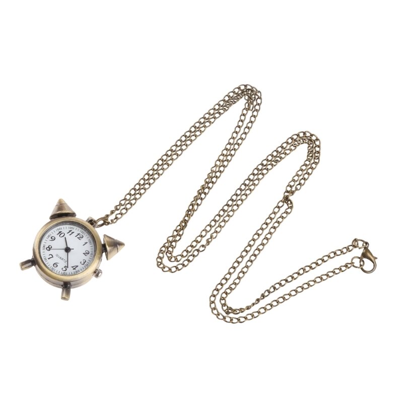 Reloj de bolsillo único, joyería con forma de reloj despertador, cadena, collar, regalos de decoración Unisex