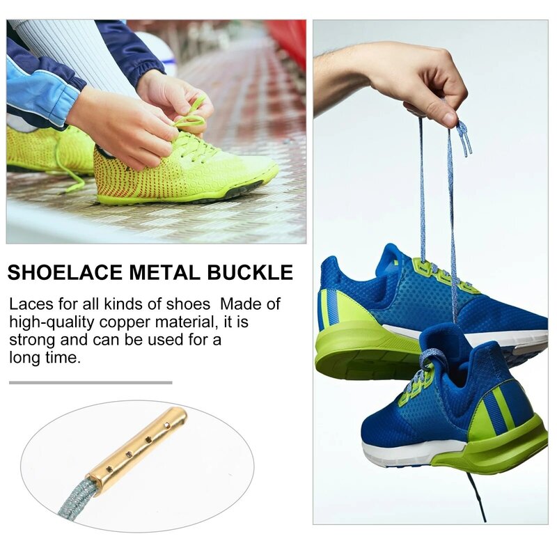100Pcs Alloy Shoelace DIY Shoelaces Shoe Tips Shoelace Repair for Canvas Sports Shoes Sneakers Skates Shoestring