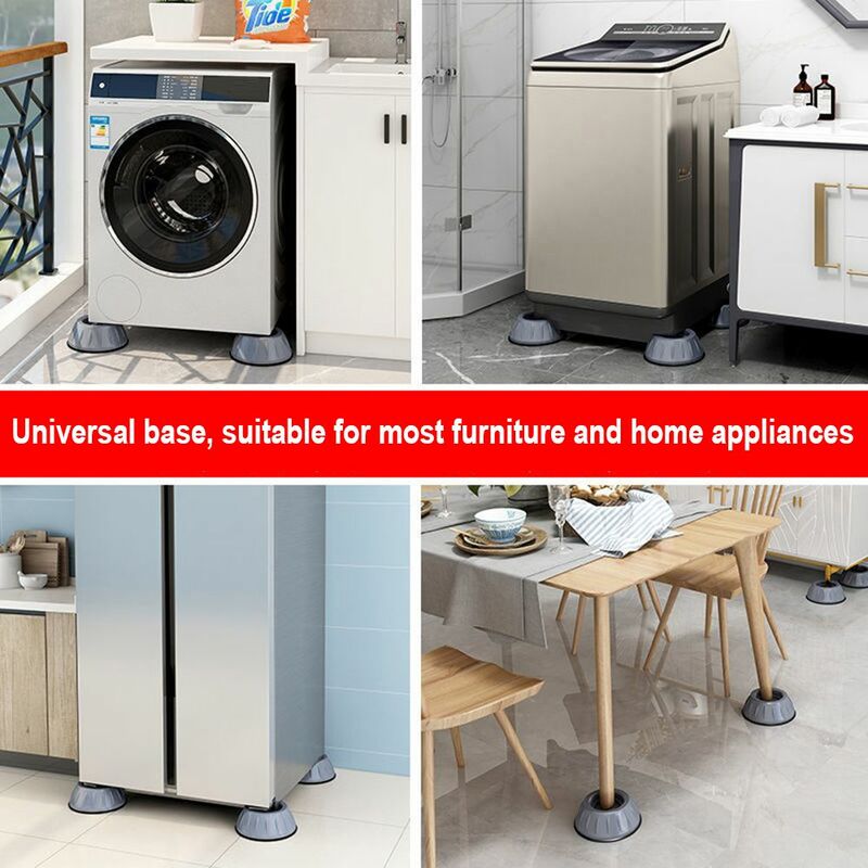 Almohadillas antivibración para lavadora, Base de goma silenciosa para refrigerador, soporte para muebles, amortiguador antideslizante, 4 piezas