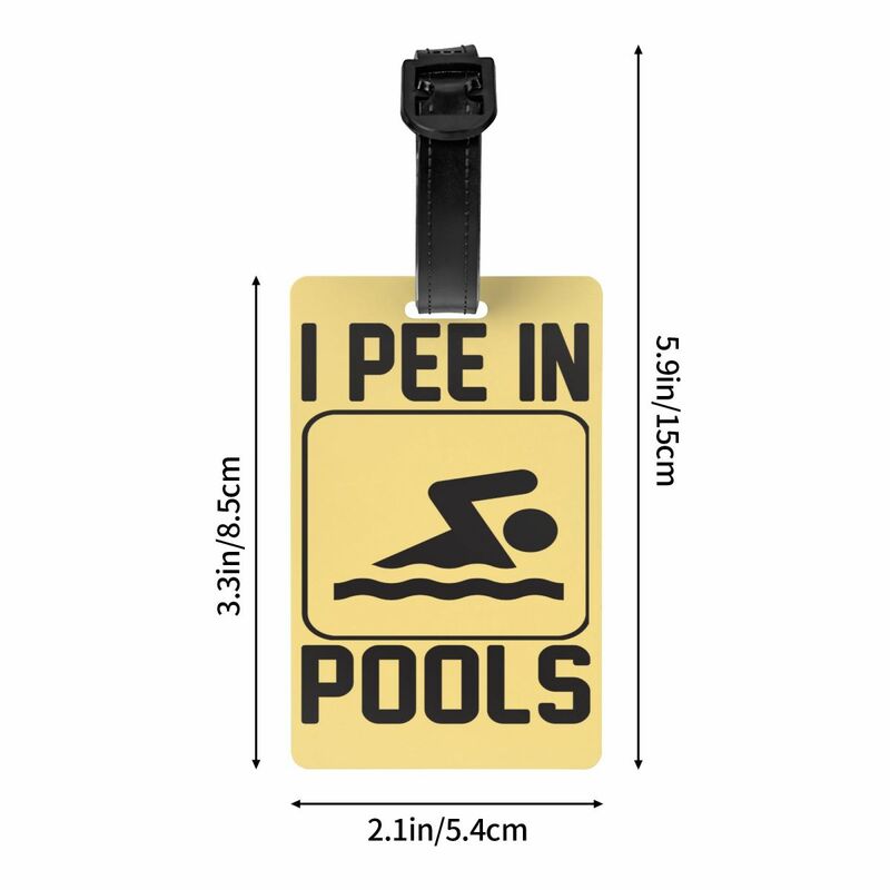 Funny Swimming I Pee In Pools Luggage Tags Custom Baggage Tags Privacy Cover ID Label