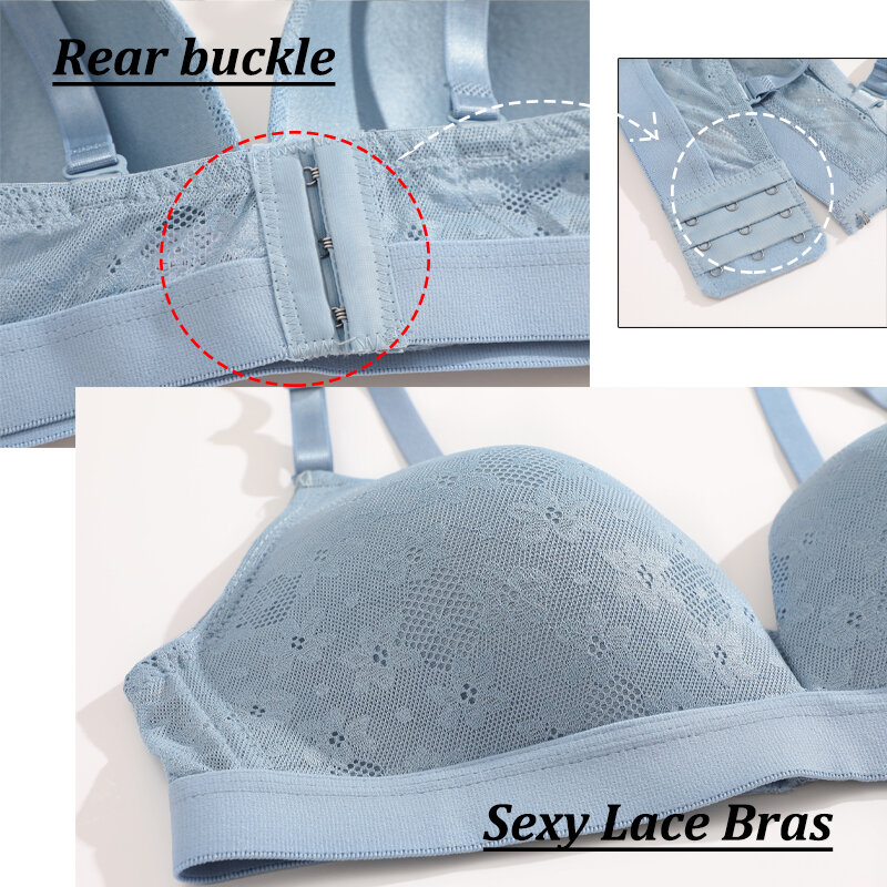 Floral Lace Bras For Women Sexy Plunge Comfort Underwear Female Adjustable Strap Bras Ladies Push Up Brassiere Wireless Bralette
