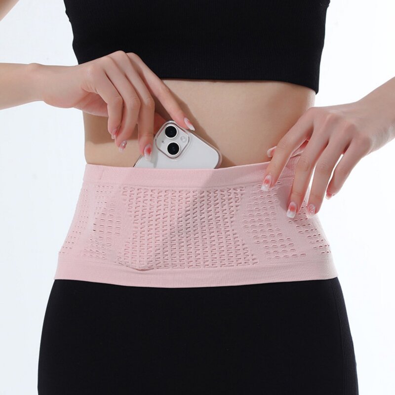 Multifunctional Knit Breathable Waist Bag Slim Thin Waist Pack With Hanging Hook Lightweight Packet For Riding Fitness