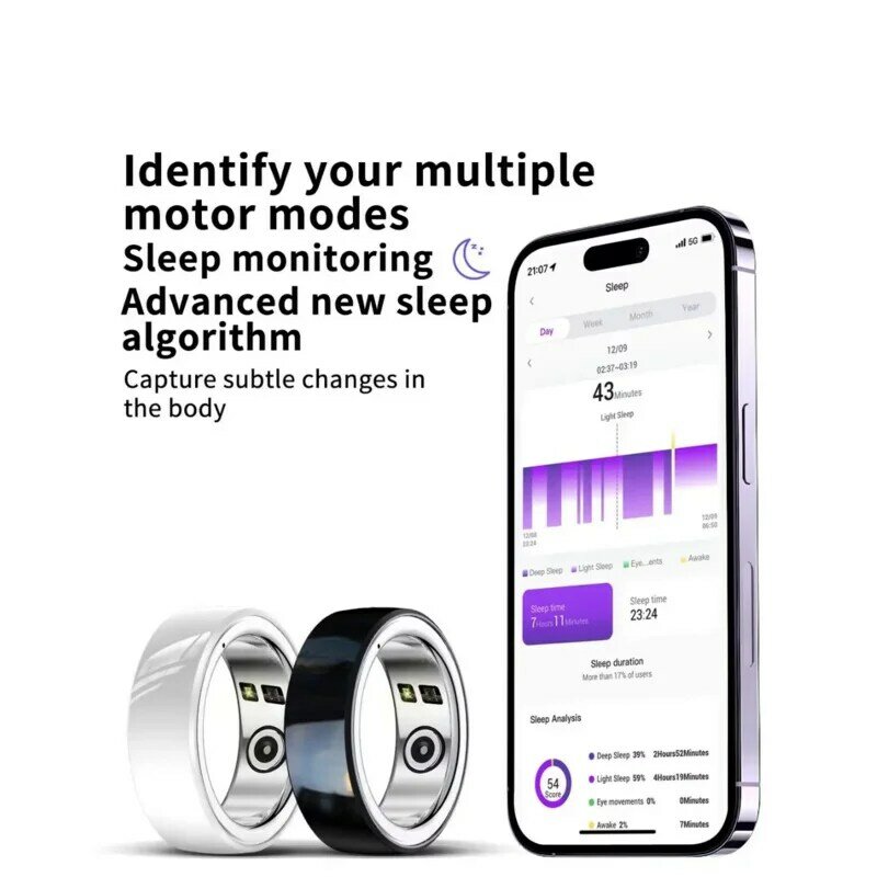 StyleNew-anillo inteligente para hombre y mujer, accesorio deportivo resistente al agua IP68 con múltiples modos deportivos, monitoreo del sueño, NFC, 2024