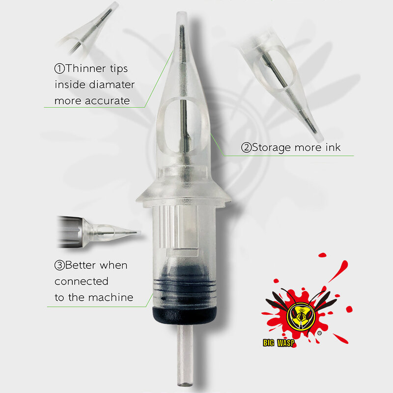 BIGWASP Tattoo Cartridge Tattoo Needles Mix Assorted RL Disposable terilized Safety Tattoo Needle For Machines Grips 50pcs/lot