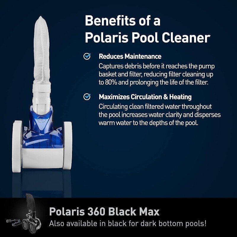 Polaris Vac-Sweep 280 Pressure-Side In-ground Pool Cleaner, Double Venturi Jet Powered,31ft of Hose with an All Purpose Debris