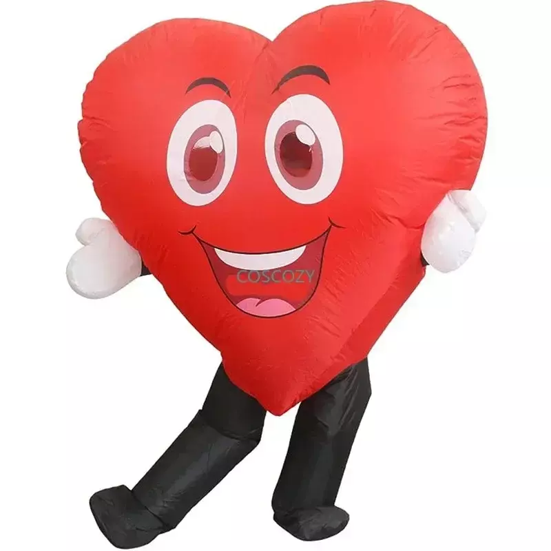 Halloween Party Supply Happy Red Love Heart Smiling Props Inflatable Love Costume Atmosphere Stage Performance Prop Gifts