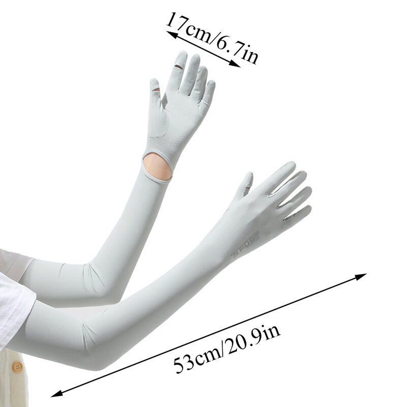 Women Summer Ice Silk Sunscreen UV Protection Long Clamshell Gloves Elasticity Quick Drying Adjustable Outdoor Driving Gloves