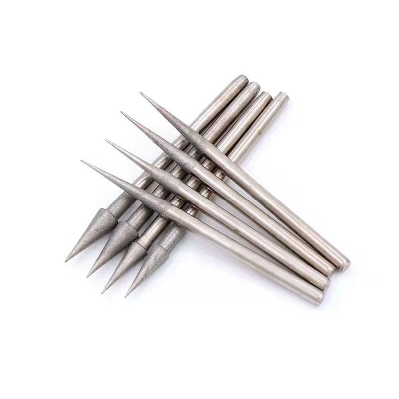 5/10Pcs Cone Diamond Grinding Head 1-4mm Needle Bits Burrs For Metal Stone Jade Engraving Carving Dremel Tools 2.35mm Shank