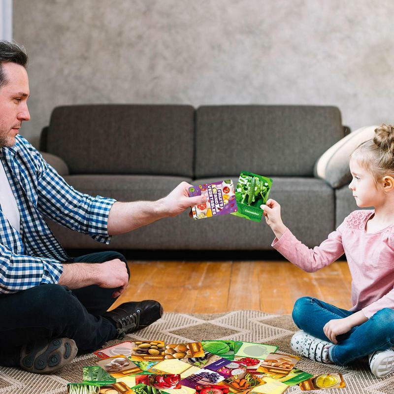 Tarjetas a juego de frutas y verduras para bebés, Juguetes Divertidos de aprendizaje, juego de tarjetas Flash del alfabeto multiusos