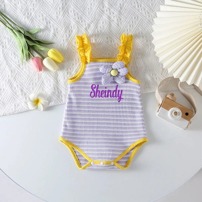 Embroidery With Any Name New Summer Baby Girl Suspender, Cotton Outdoor Clothing,personalized Customization Of Baby Jumpsuit