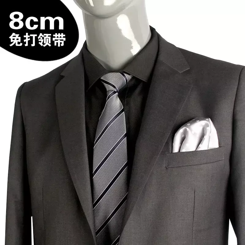 Moda męska strój biznesowy bez zasuwy na zamek błyskawiczny krawat 8cm profesjonalna praca niebieski pasek łatwe ciągnięcie wysokiej jakości i dobrej marki