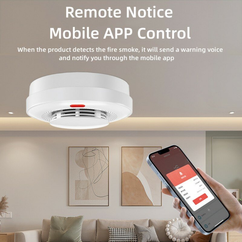 Tuya WiFi Smoke Detector Alarm Sensor Smart Home Security System Fire Protection Smart Life Works With Alexa Google Assistant