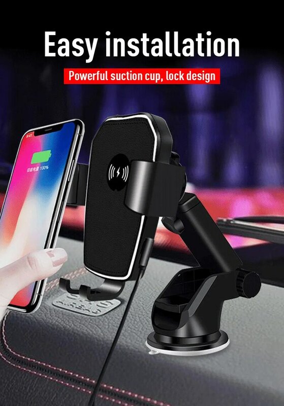 For IPhone Samsung Car Gravity Wireless Charger Mount Quick Charge Suction Cup Bracket Car Phone Holder Car Interior Accessories