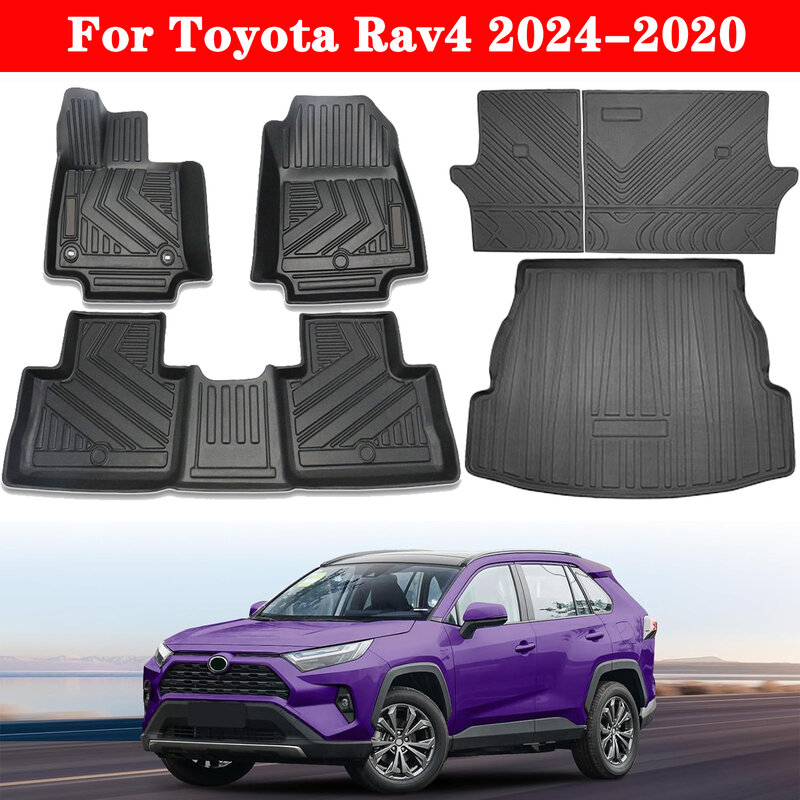 Автомобильные коврики для Toyota Rav4 2024 2023 2022 2021, всесезонные водонепроницаемые противоударные защитные коврики для спинки багажника