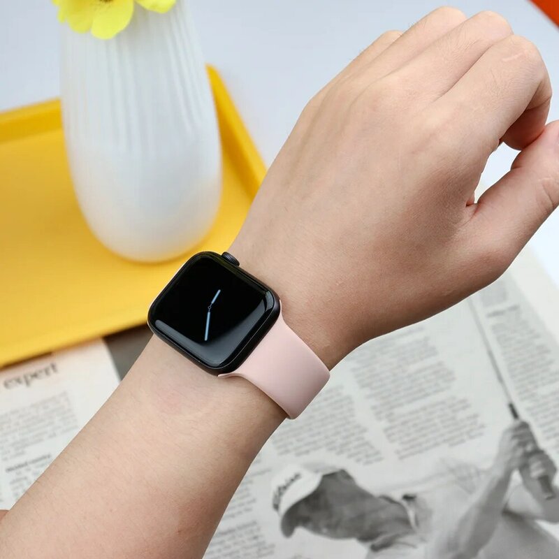 Pulseira de Silicone para Apple Watch, Ultra Band, Pulseira, iWatch Series 6, SE, 3, 4, 5, 7, 8, 44mm, 40mm, 45mm, 41mm, 49 milímetros, 42 milímetros, 38 milímetros