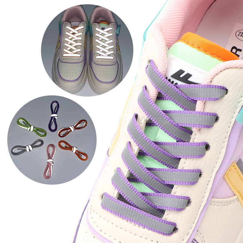 Reflecterende Schoenveters Voor Sneakers 3M Platte Schoenveters Gloeien In De Donkere Zes Kleuren Lichtgevende Schoenen Schoenen Accessories 1 Paar