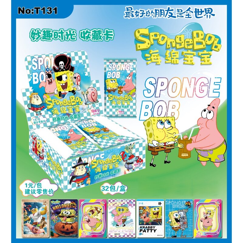 Tarjeta de Bob Esponja Squarepants para niños, personajes animados, Patricio, estrella, Calamardo, tentáculos, serie periférica, tarjetas, juguete, regalo