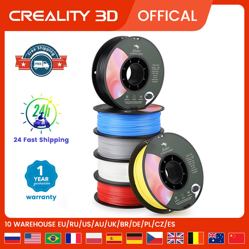 CREALITY coloré Ender 3D PLA filament d'imprimante 1.75mm 1 kg/rouleau 2.2lb bobine pour Ender-3 V2 3 l's Pro CR-10 V3 Ender-6 imprimante 3D