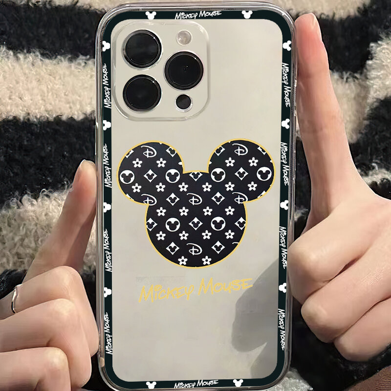 Casing Ponsel Merek Fashion Mickey Minnie Mouse untuk iPhone 13 12 11 Pro 12 13 Mini X XR XS Max 6 6S 7 8 Plus SE2 Sampul Lembut Bening