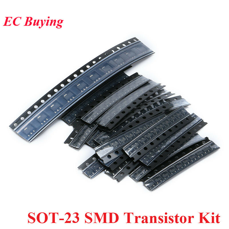 Kit de transistor SMD SOT-23, Kit de amostras, 18 tipos, S9013, S9014, S9015, S9018, MMBT3904, MMBT3906, A92, C1815, A1015, 180pcs por lote