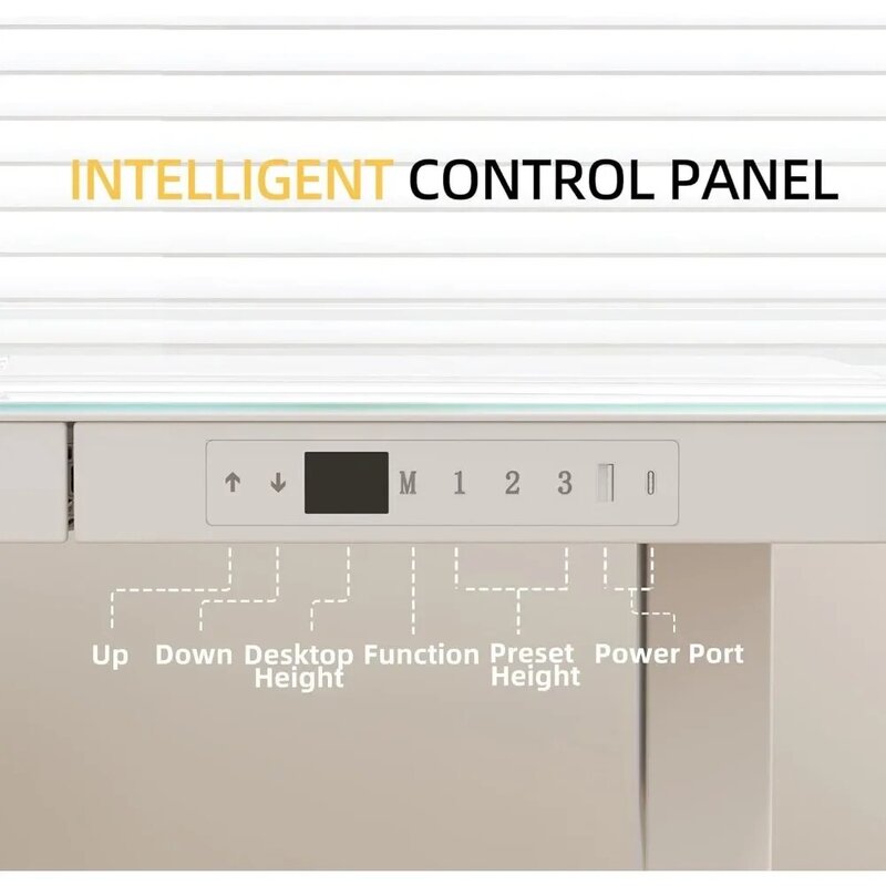 Acrolix 서랍이 있는 스탠딩 데스크, 높이 조절 가능 스탠드업 데스크, USB 포트가 있는 흰색 유리 탑, 48x24 인치
