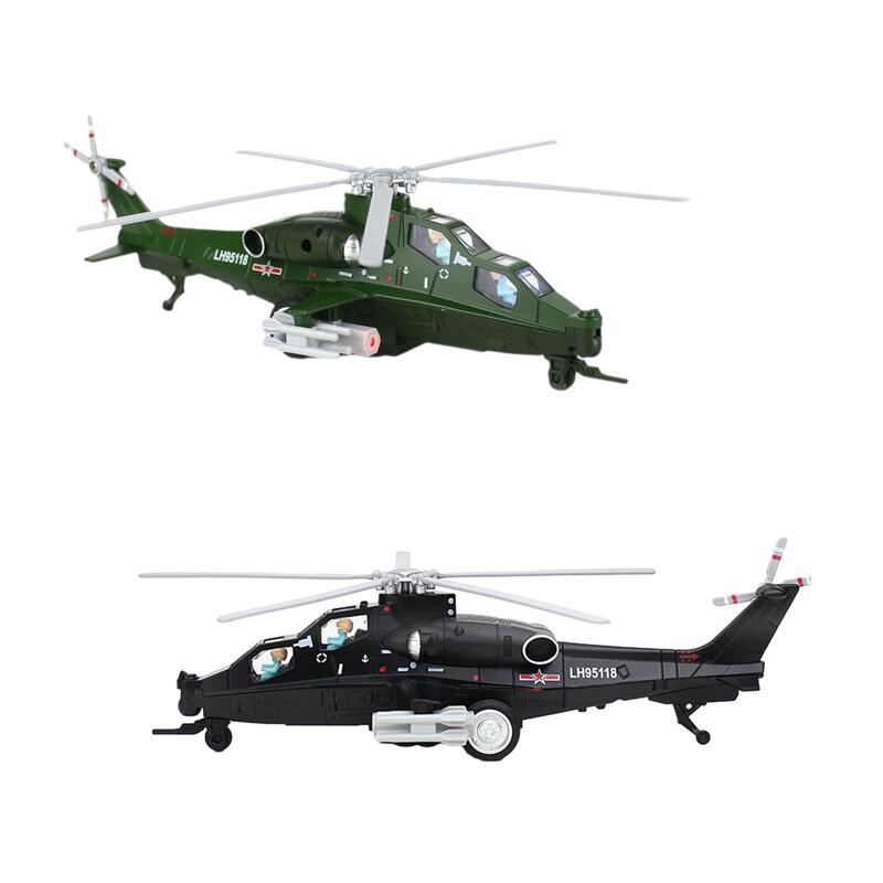 Zabawka-helikopter ze światłami brzmi o lotnictwie kolekcjonerskim wytrzymały, stojak wystawowy odciągnąć samolot zabawka na prezent urodzinowy dla chłopców