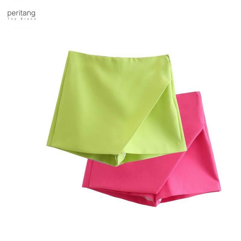 PERITANG-pantalones Cortos asimétricos para mujer, faldas con cremallera y bolsillos, Color caramelo, a la moda, novedad