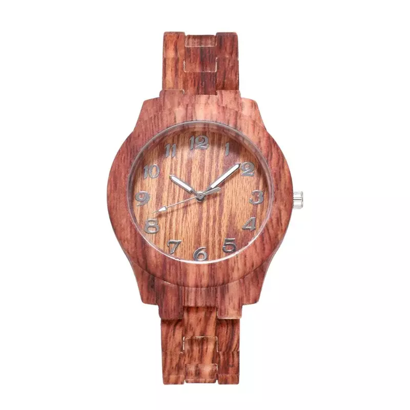 Reloj de cuarzo con patrón de bambú para Hombre y mujer, cronógrafo Digital creativo con correa de acero, a la moda, de madera de sándalo