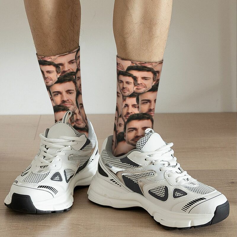 Fernando Alonso Head Theme Design All Season Socks Accessories for Women Compression Print Socks