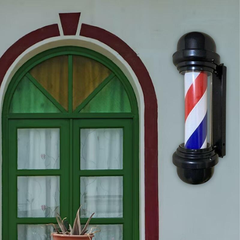 Luz giratoria de poste de barbería, señal de luz de estilo Vintage, lámpara de rayas para interiores