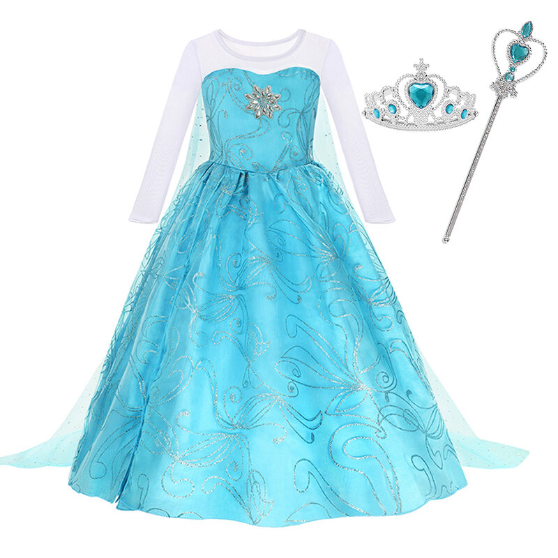 Anna Elsa Dress untuk anak perempuan 2-10 tahun, kostum Cosplay Disney Frozen 2 anak-anak, gaun pesta Paskah, karnaval Halloween