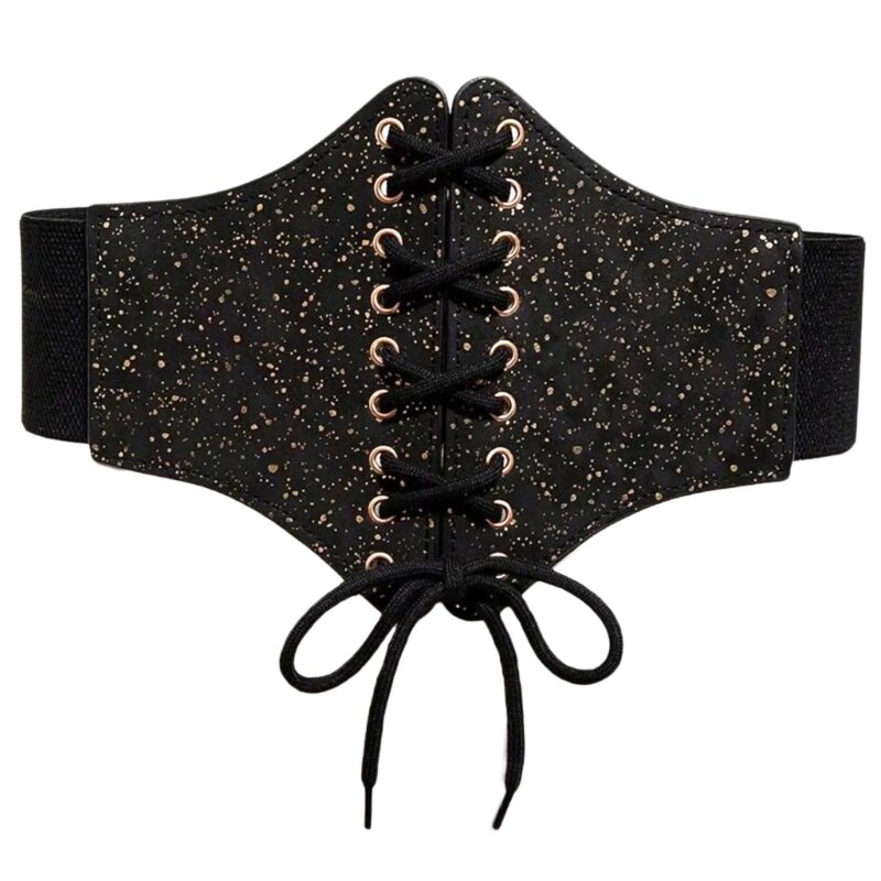 Lady Slimming Corset Elastic Wide Waist Belt with Star Pattern Women Banquets Dress Shirt Corset with Adjustable Rope