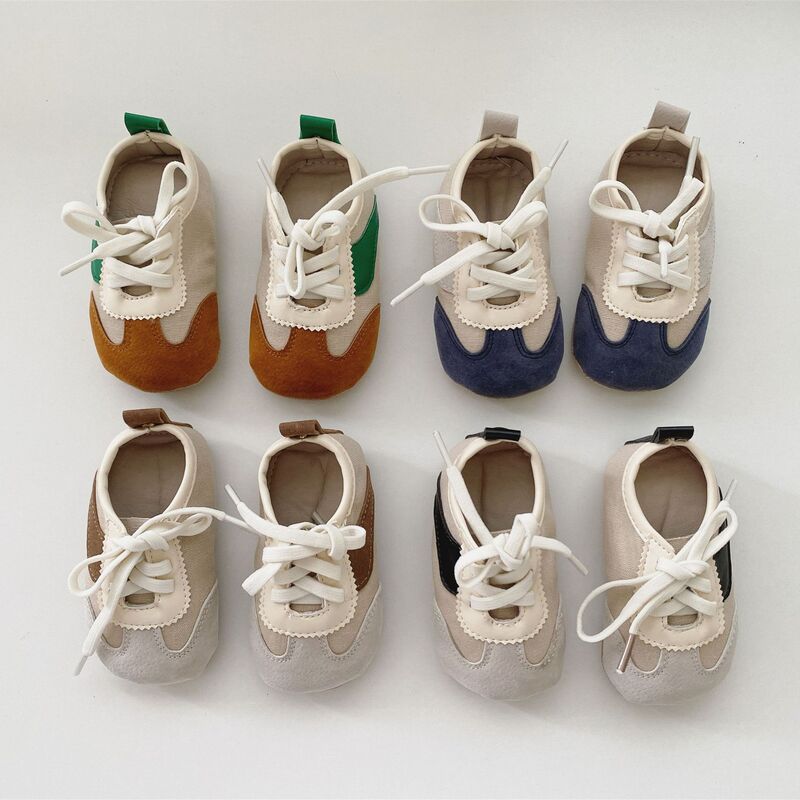 2024 Baby Shoes Korean Baby First Walkers Newborn Baby Indoor Soft Sole Anti slip Shoes Infant Girls Boys Canvas Shoes