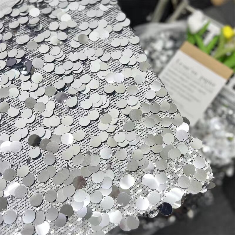 Sequin fabric materials for backdrop and party dresses, Scales sequin embroidery fabric for design