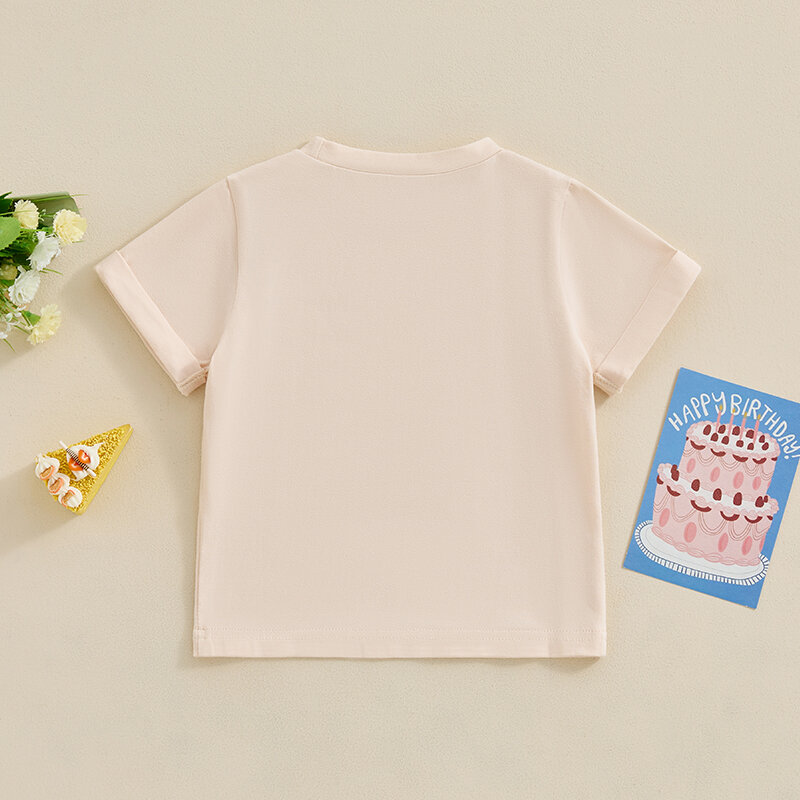 Kleinkind Jungen Mädchen T-Shirts Mode Kurzarm Rundhals ausschnitt Donut Brief Stickerei Tops Kinder T-Shirts