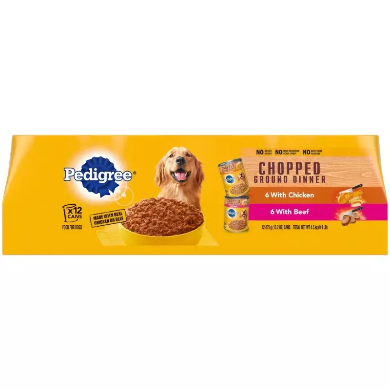 PEDIG123-Paquet de variété d'aliments pour chiens Queening moulus hachés, boîte de 13.2 oz (12 paquets)