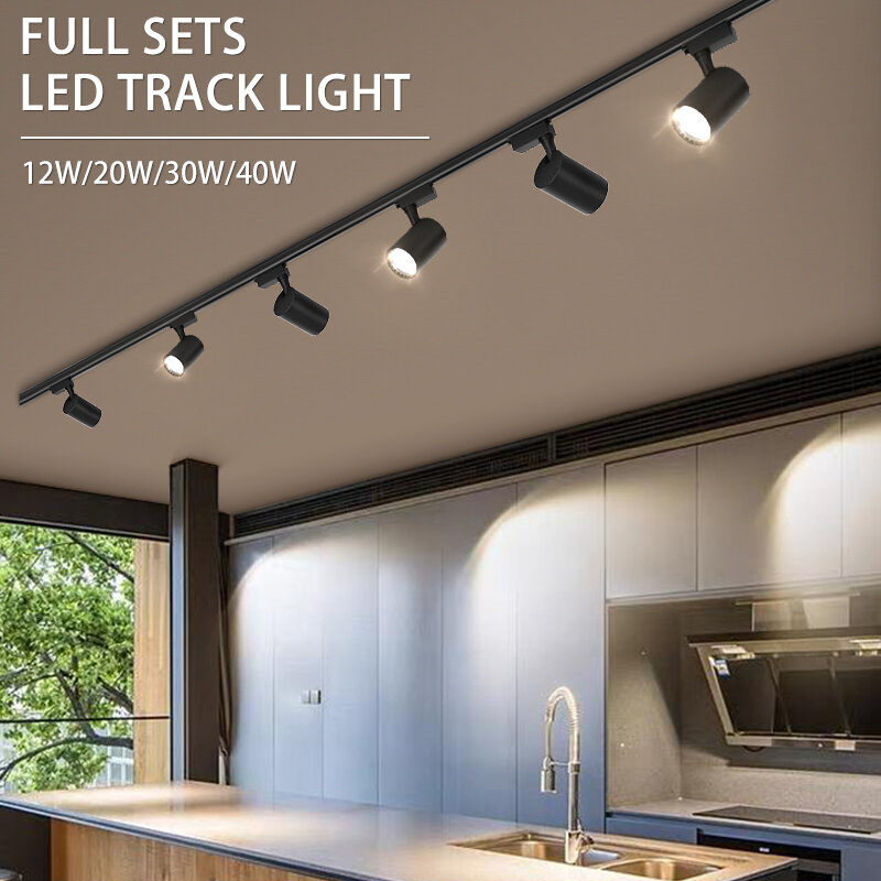 ชุดสปอตไลท์ติดเพดานไฟ LED รางไฟ LED 12/20/30/40W โคมไฟติดเพดานสำหรับห้องนั่งเล่นห้องครัว
