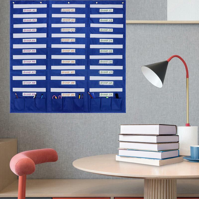Cartas de bolsillo estándar transparentes, tabla de 27 + 9 bolsillos para colgar en la pared, tabla de bolsillo para clases de profesores para centro de actividades en casa