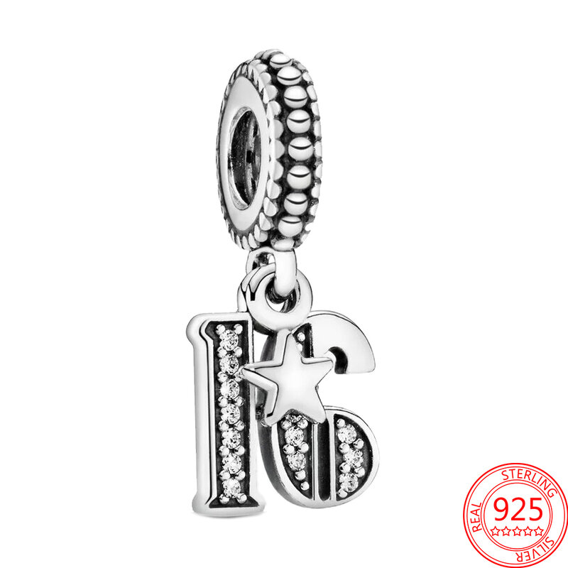 Classic 925 Sterling Zilver 15th Verjaardag Crown Dangle Charms Fit Pandora Armband & Bangle Meisje Fine Jewelry Gift