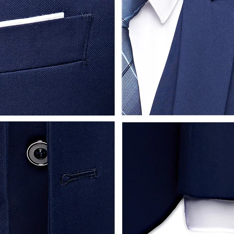 Мужской деловой костюм из трех предметов, элегантный длинный пиджак и брюки, новейший жилет, облегающий пиджак и брюки, 2023