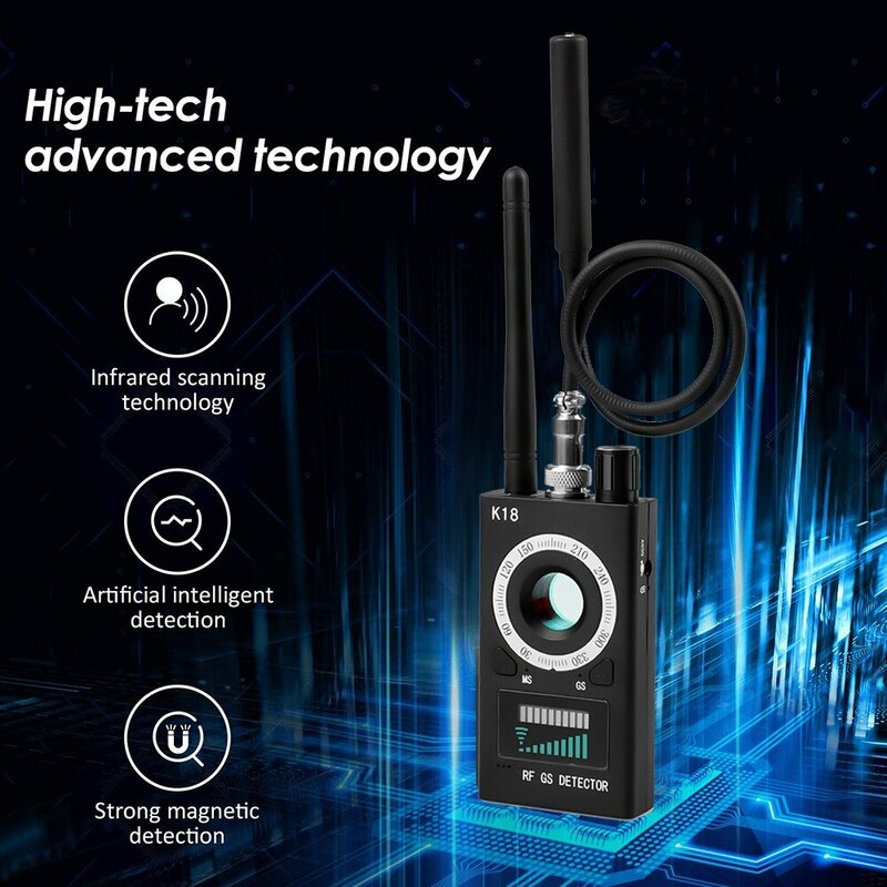 K18 다기능 안티 캔디드 캠 무선 렌즈 장치 파인더, 1MHz-6.5GHz GSM 오디오 버그 파인더, GPS 신호 RF 트래커 감지